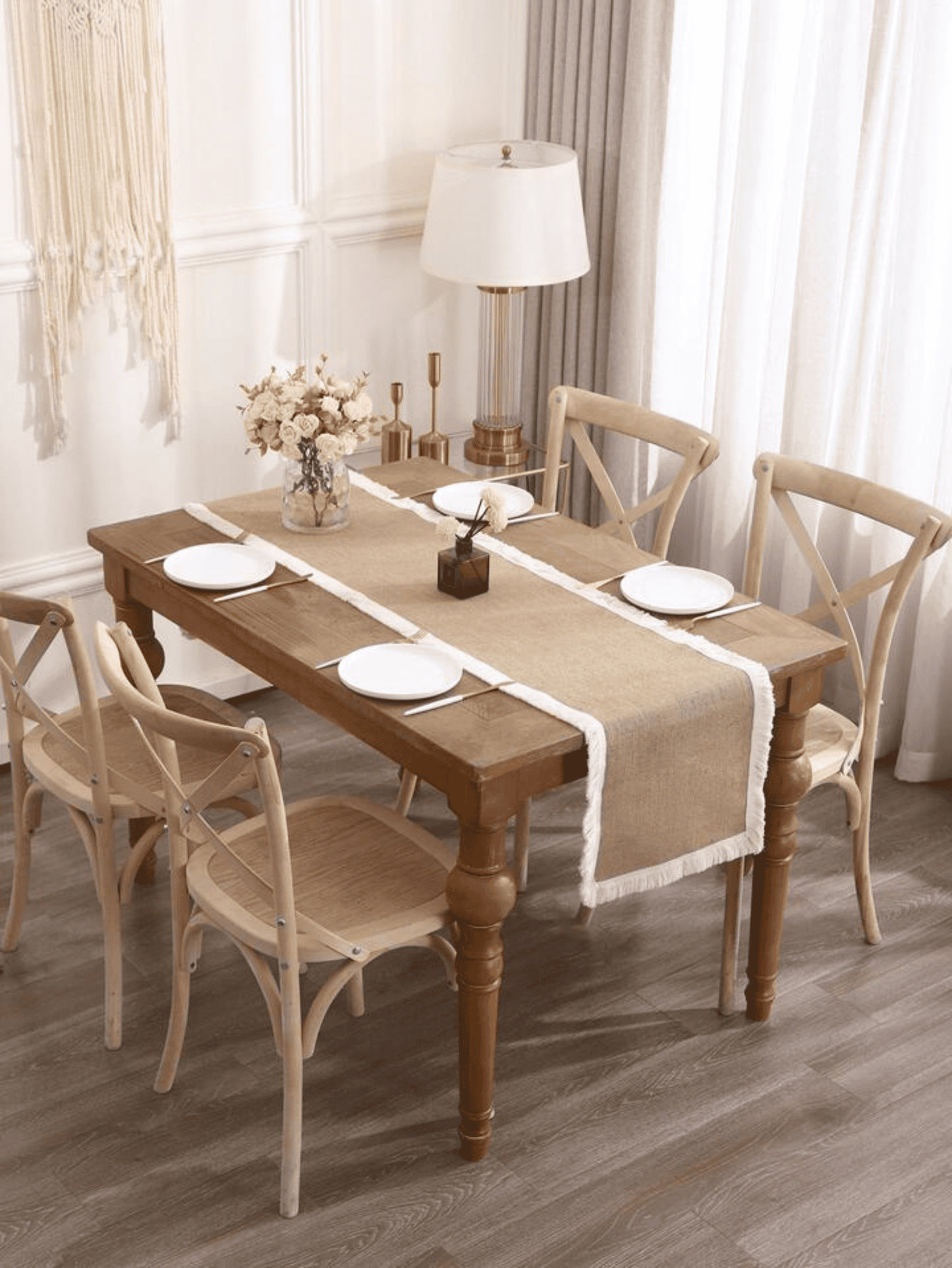 Table Runner - Brown & White