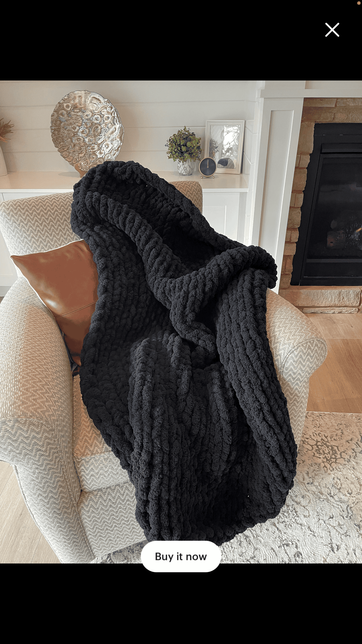 Black chunky knit throw discount blanket