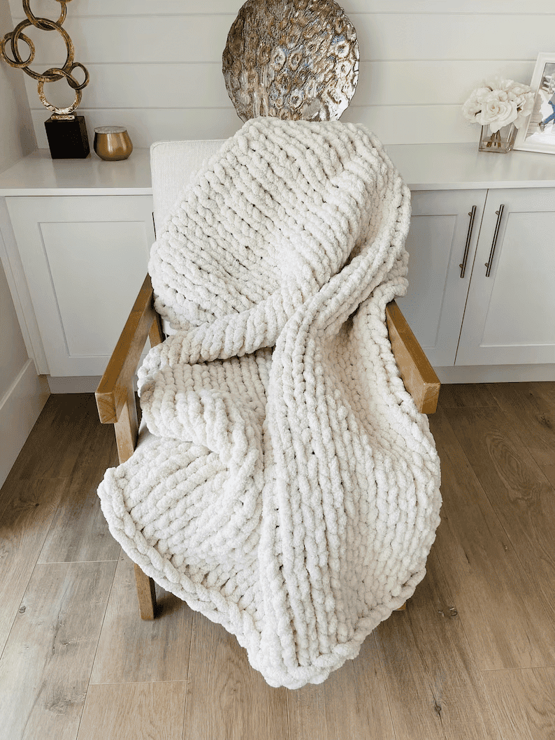Cream chunky throw discount blanket