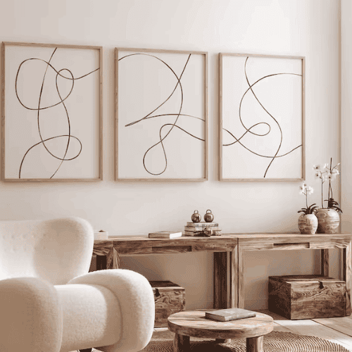 Set Of Three line drawing abstract