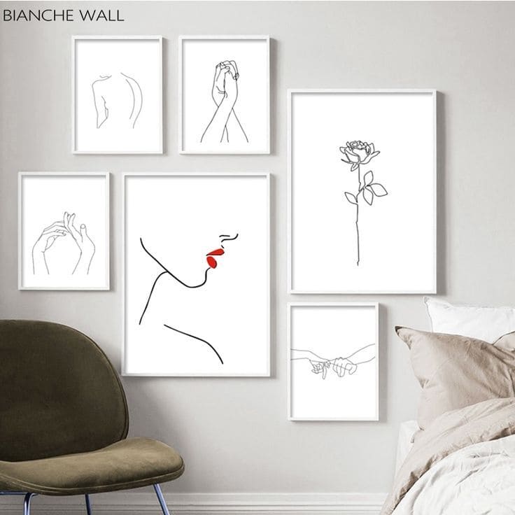 Set of six Line Boho Art