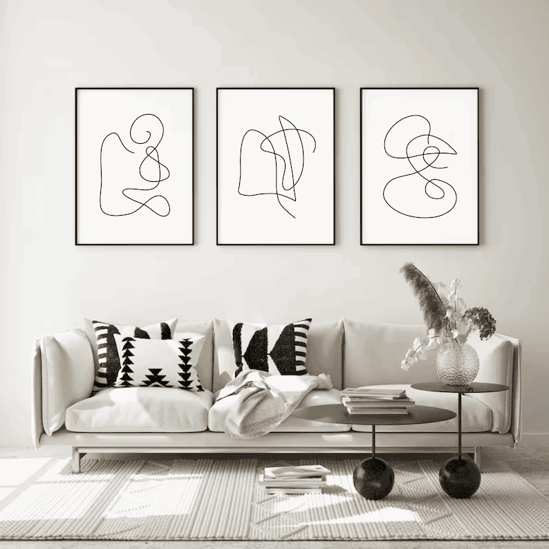 Set Of Three line drawing III