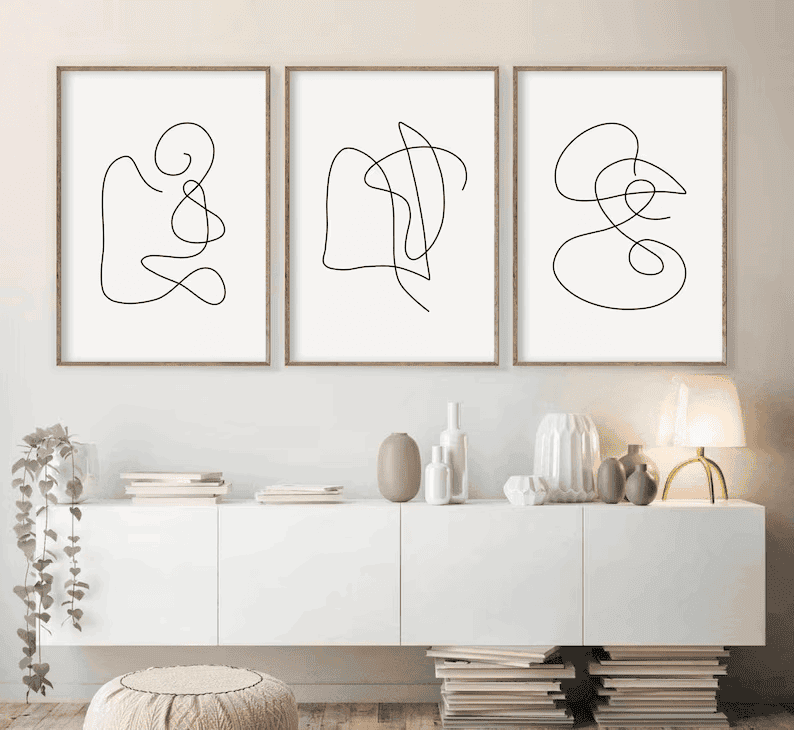 Set Of Three line drawing III