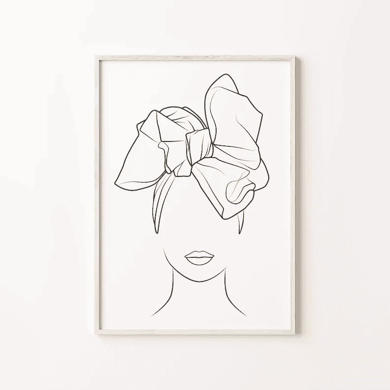 Minimalist woman line boho art