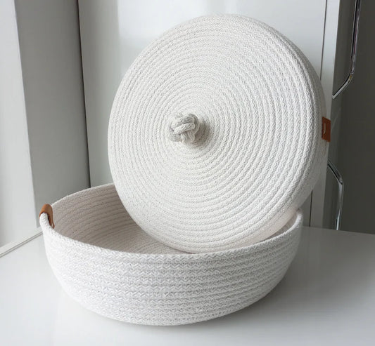White Basket with Lid