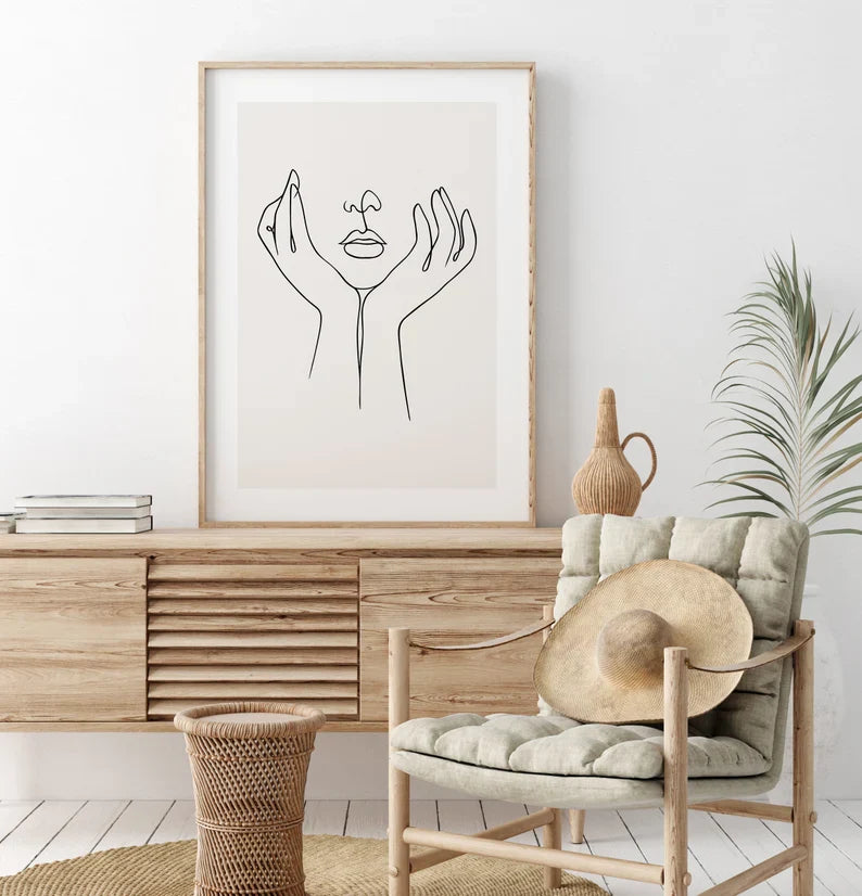 Minimalist line boho art Woman c