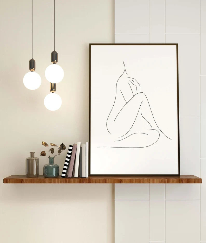 Minimalist line boho art Woman B